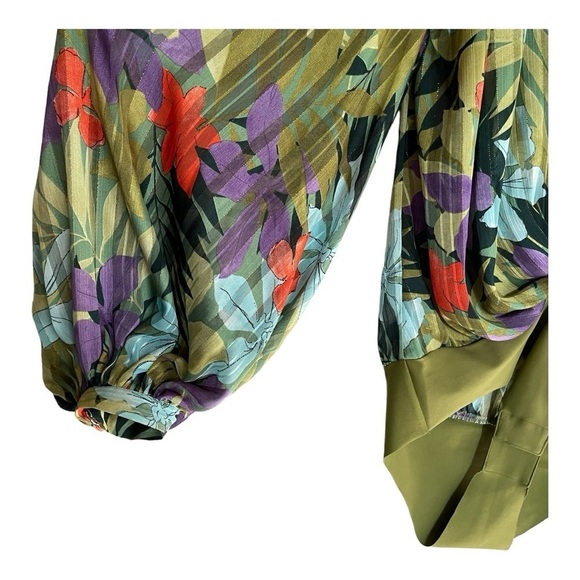 BRONX AND BANCO Tropics Bodysuit | US 8/L | Balloon Sleeve | Green Multi - Picture 7 of 14